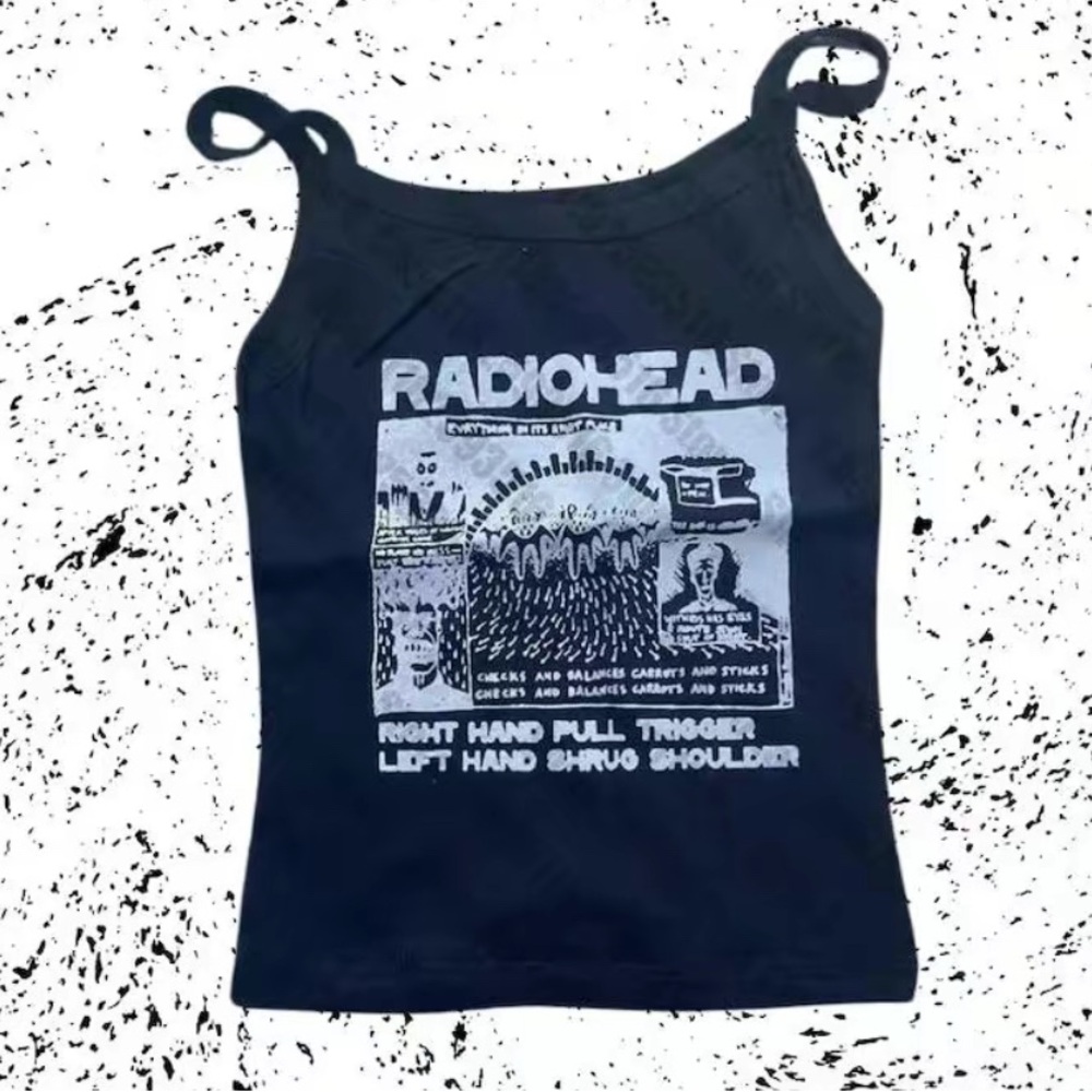 Radiohead The Bends Graphic Print Tank Top Punk Rock Tee Band Shirt Crop Tops - Picture 1 of 2